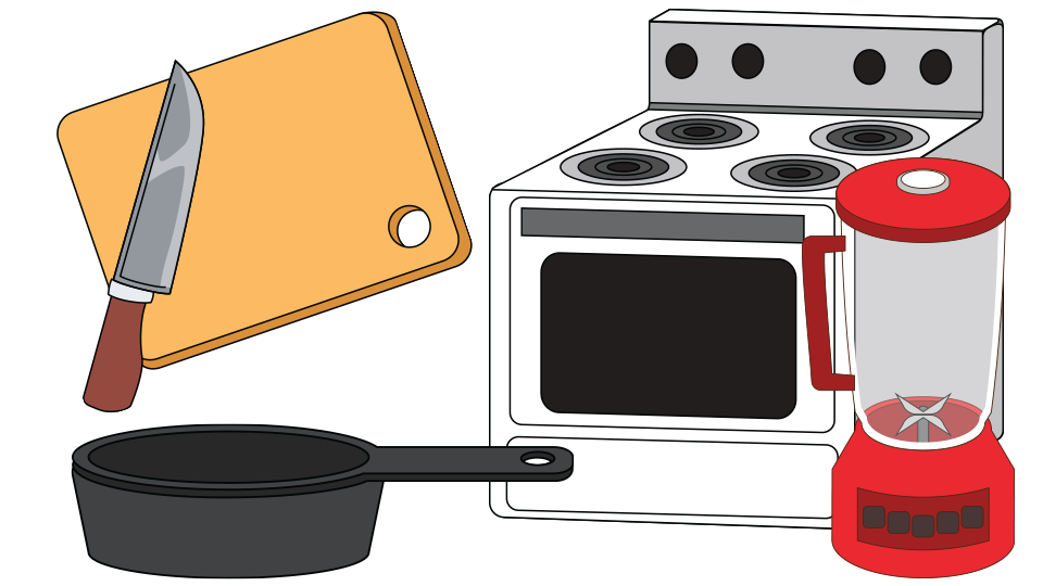 knife and cutting board