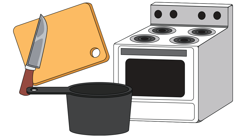 knife and cutting board