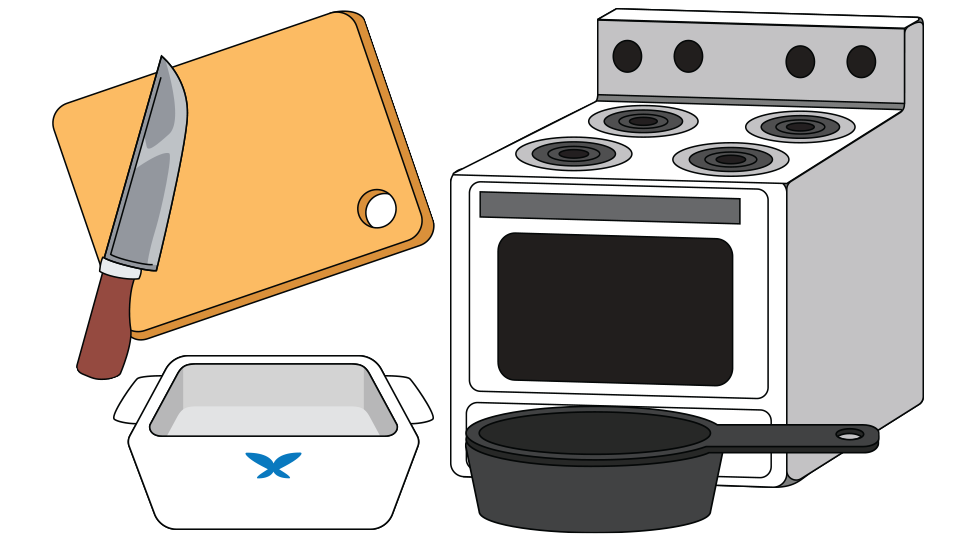 knife and cutting board