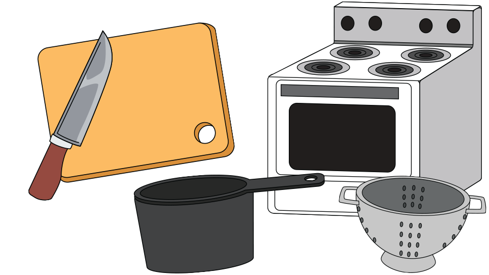 knife and cutting board