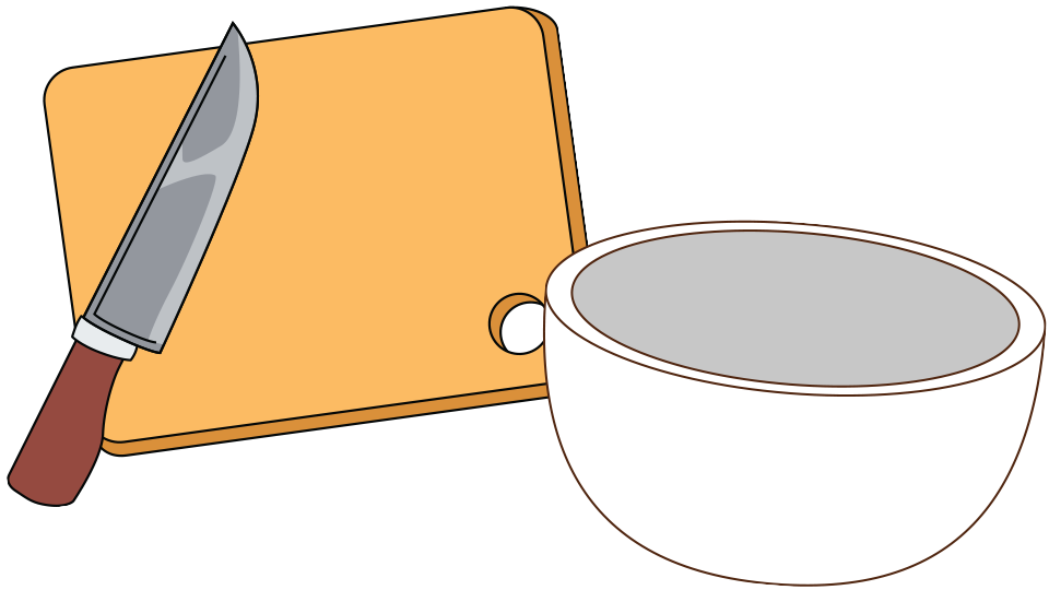 knife and cutting board