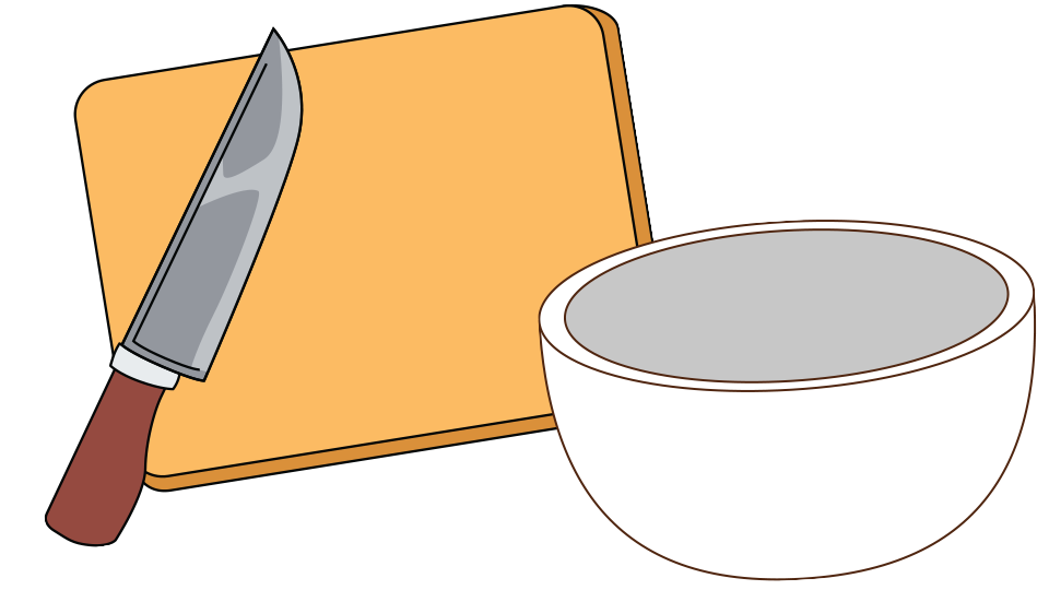 knife and cutting board