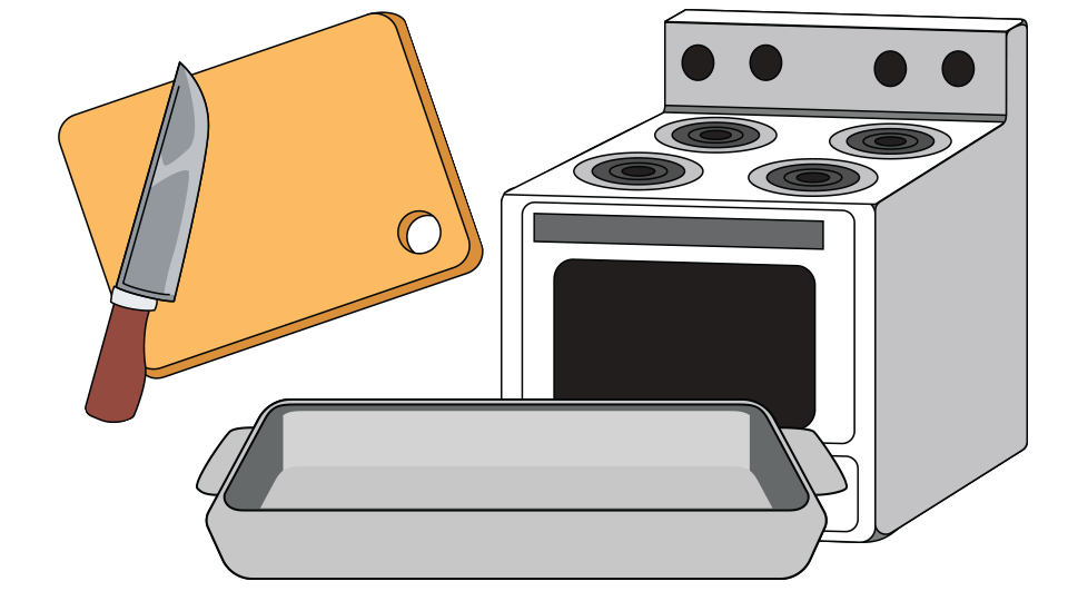 knife and cutting board