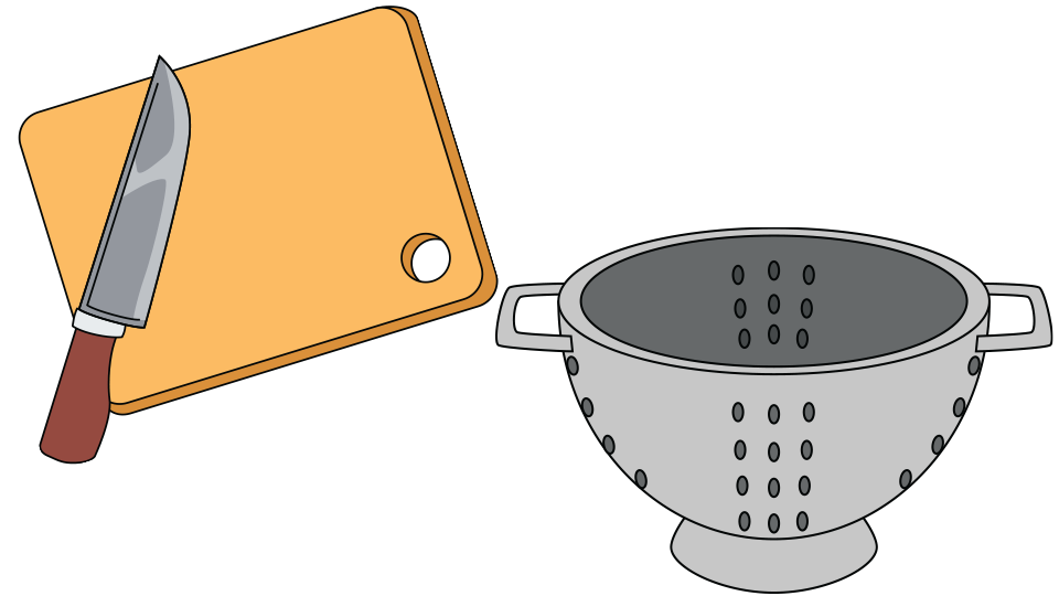 knife and cutting board